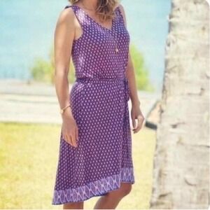 Matilda Jane NWT reversible double V purple and white floral‎ sundress. Size L